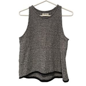 Madewell Women's Small Shirt Tank Top‎ Knit Camisole Fringe Hem Black White
